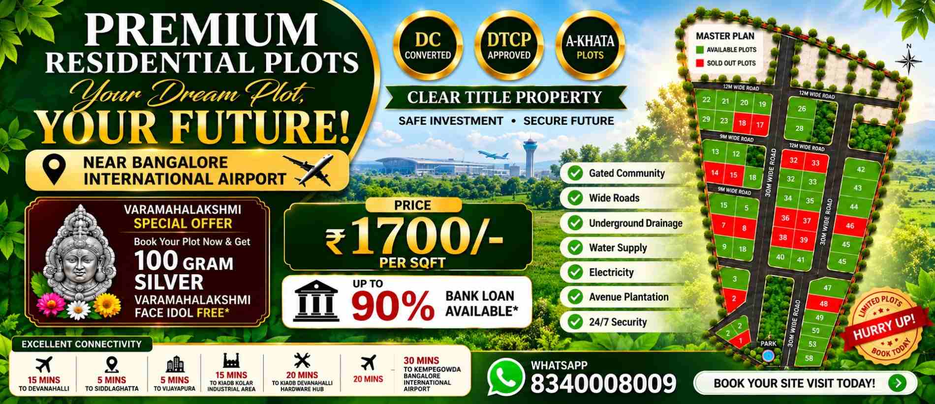 Open Plots @ 20 Lac's near Bangalore International airport