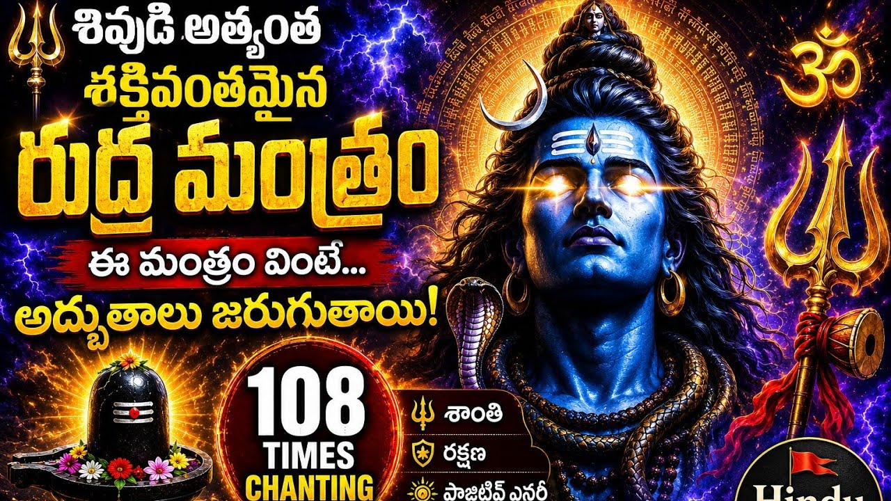 శివుడి అత్యంత శక్తివంతమైన రుద్ర మంత్రం | 108 Times Chanting | Peace & Positive Energy | Hindu Kesari
